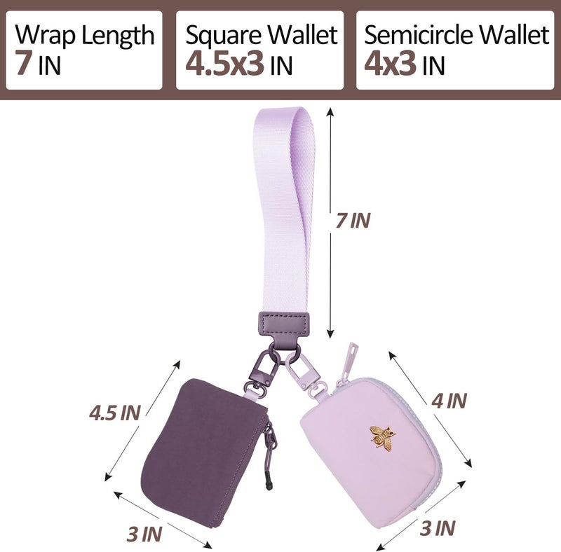 COOLANS Mini Wristlet Wallets Dual Pouch,Around Wristlet Handbag Wallet for Women Zip Cards Holder,Wristlet Bracelet Purse - Image 3